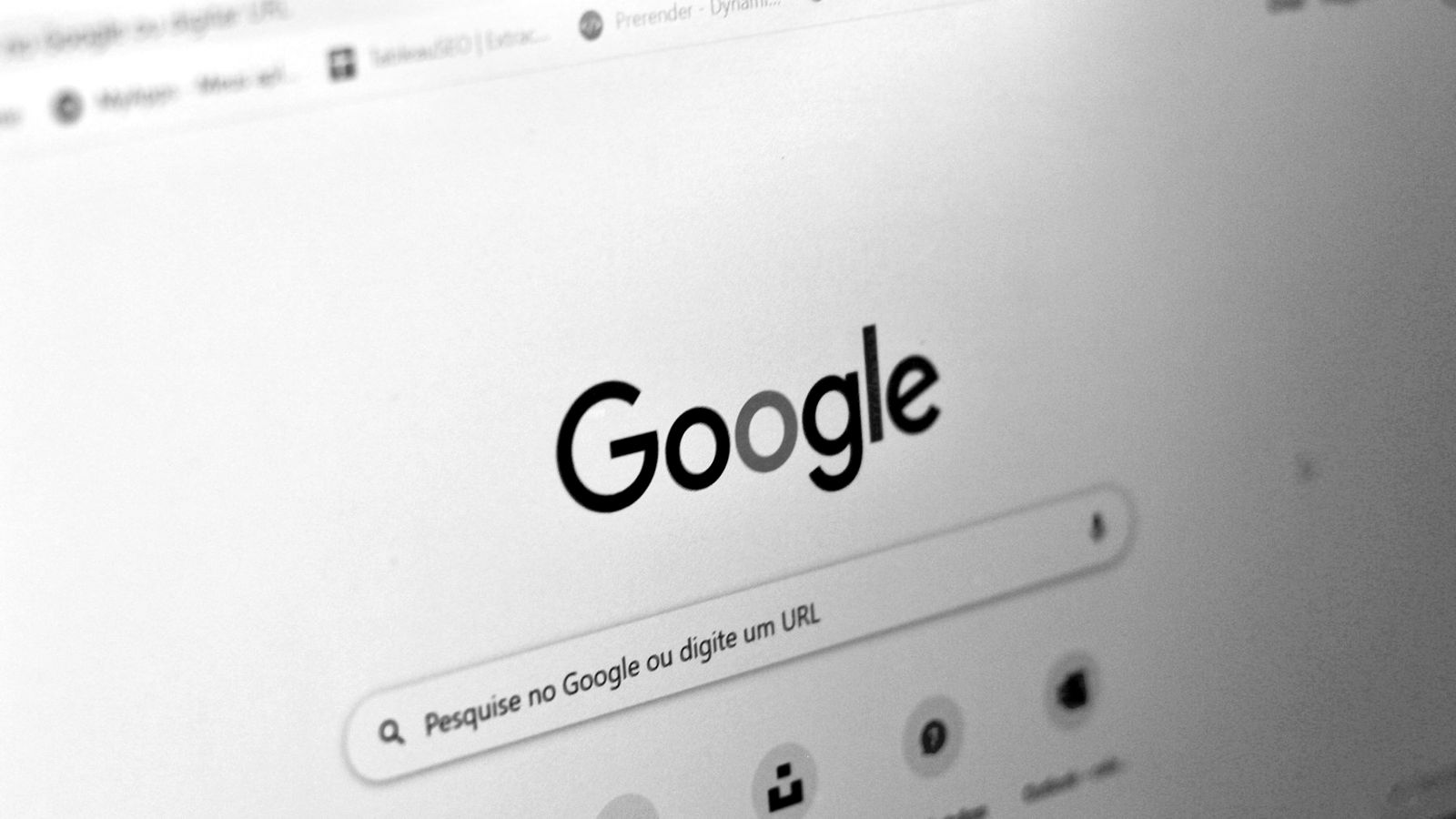 La page d'accueil du moteur de recherche Google affichée sur un écran d'ordinateur